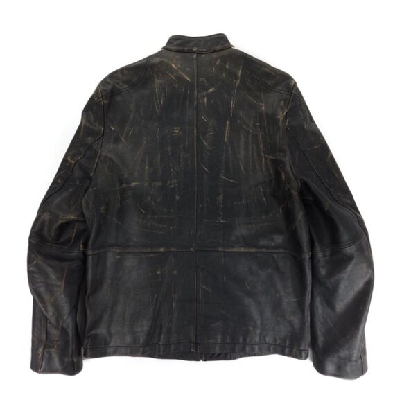 Rogue Distressed Black Leather Café Racer Jacket XL – Genuine Grain - Picture 8 of 13